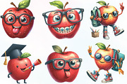 Back to School Funny Apple Clipart, an Illustration by CraftArtStudio (Thumbnail 2 of 6)