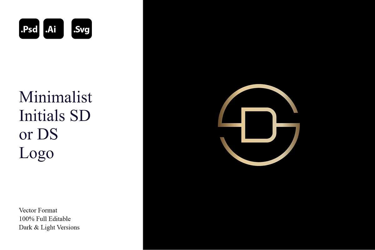 Minimalist Initials SD or DS Logo, a Branding & Logo Template by Luxury Logos (Photo 1 of 4)