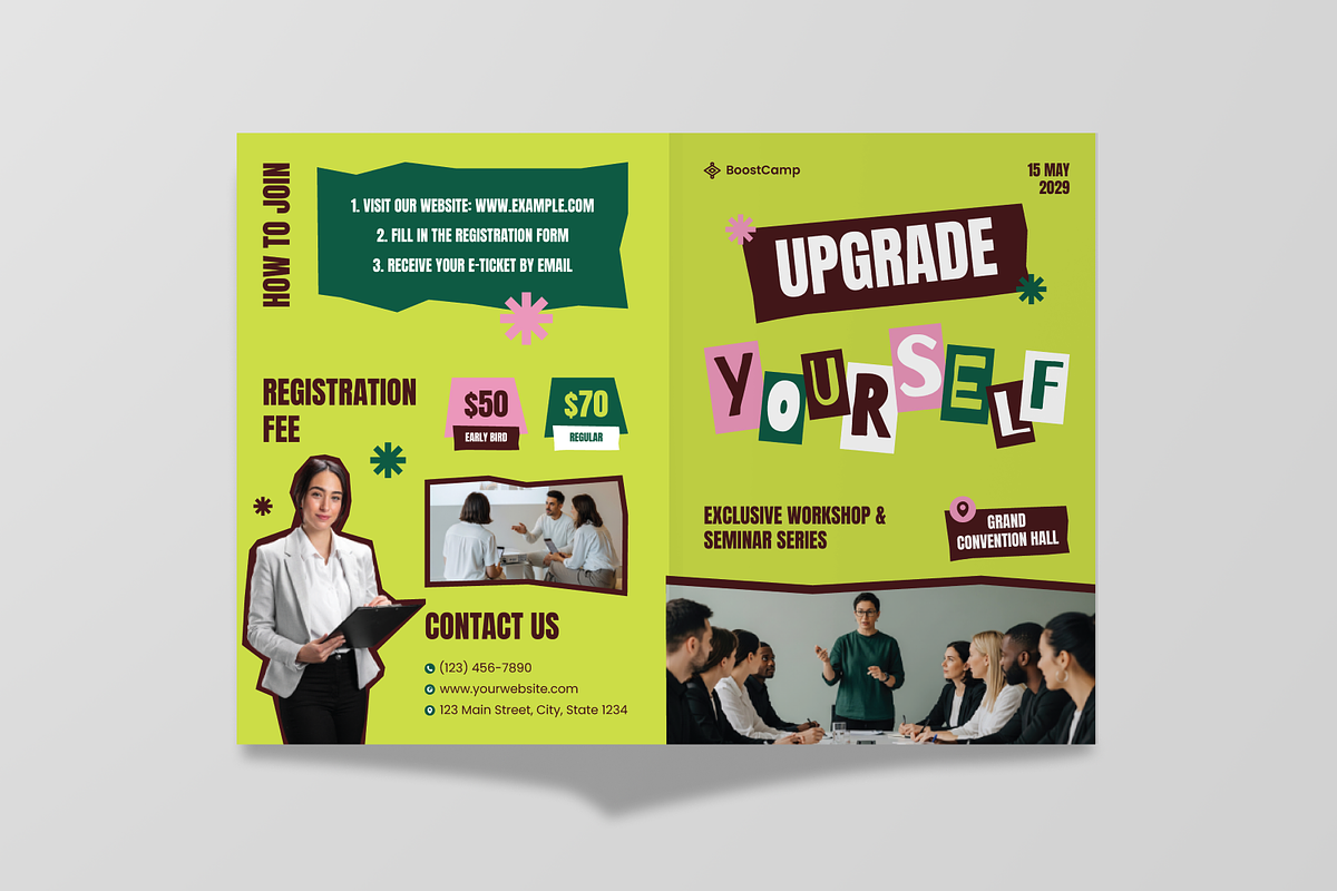 Workshop And Seminar Bifold Brochure, a Brochure Template by Annora Studio (Photo 2 of 6)