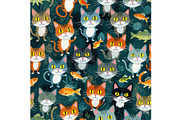 Bright Eyed Cats and Fishy Friends, an Animal Illustration by Sharon Schwalbe (Thumbnail 6 of 6)