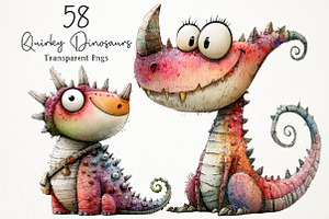 Quirky Dinosaurs PNG Clipart, an Animal Illustration by RobertsArt