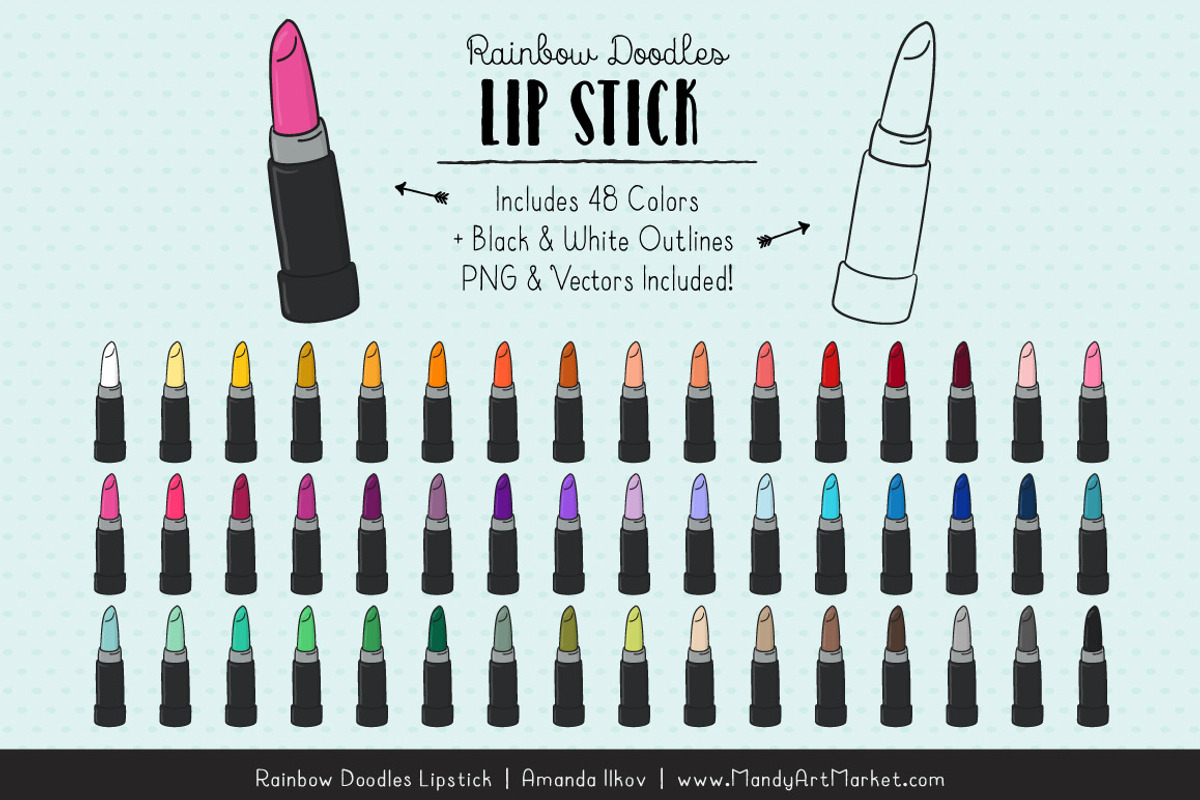 Rainbow Doodles Lipstick Clipart, an Illustration by Amanda Ilkov (Photo 1 of 3)