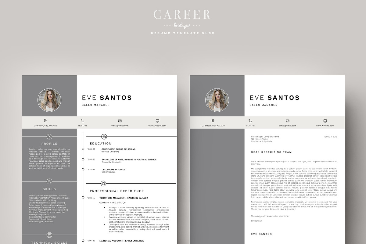 Modern Resume & CoverLetter Template, a Resume Template by careerboutique (Photo 3 of 6)