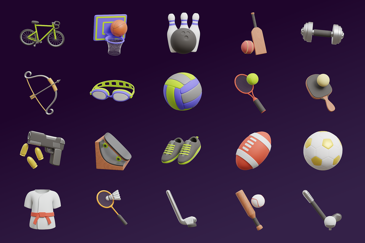 Sports 3D Icon Pack, an Object 3D Model by Bartama Graphic (Photo 2 of 2)