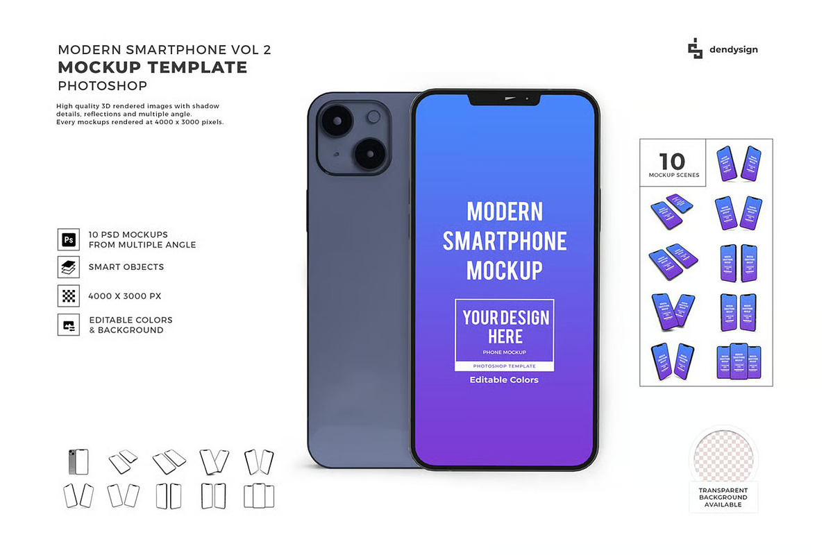 iPhone Mockup Template Set, an iPhone Mockup by DesignRushMarket (Photo 1 of 11)
