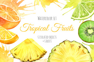 Watercolor Tropical Fruits set