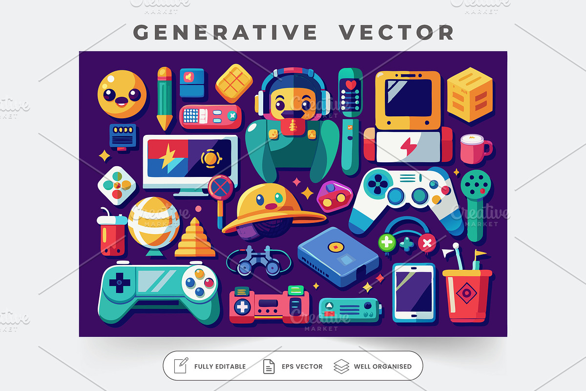 A vibrant assortment of gaming colle, a Graphic by Iftikhar Alam