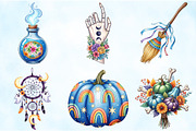 Blue Boho Halloween Sublimation PNG, an Illustration by Craft Nest (Thumbnail 3 of 9)