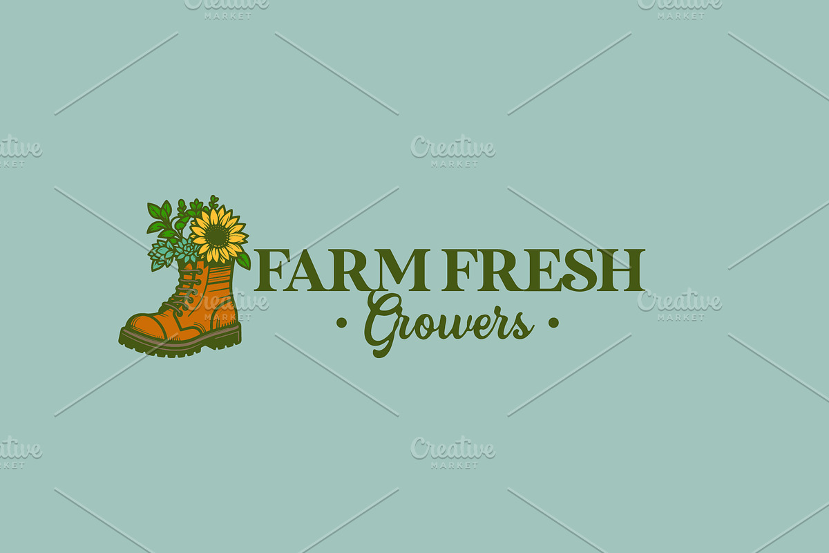 Farm Sunflower Boot Logo Templates, a Branding & Logo Template by MerdeneDesignStudio (Photo 2 of 5)