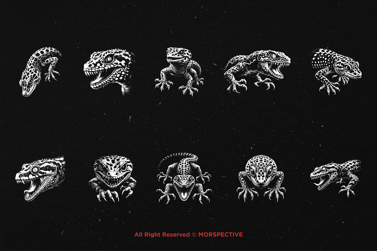 10 Bundle Dark Art Death Gecko Anger, an Illustration by Morspective (Photo 6 of 7)