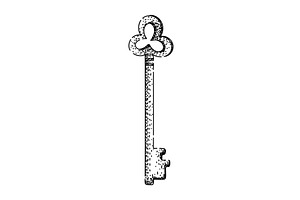 unlock skeleton key sketch hand, an Object Illustration by pikepicture