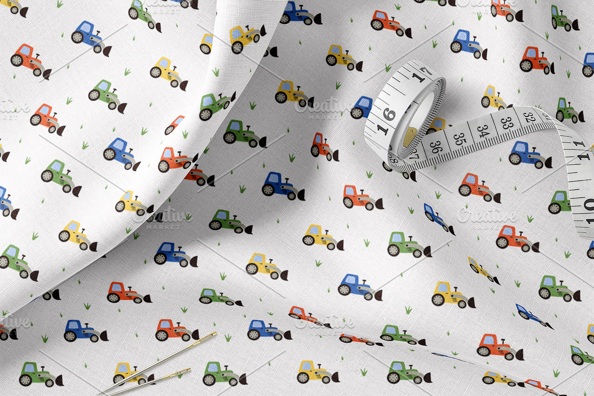 Kids Tractor Seamless Pattern Set, a Pattern Graphic by Oksana Dovhopol Art (Photo 3 of 11)