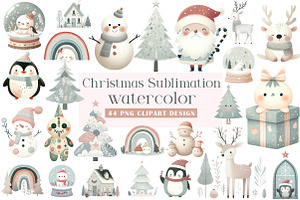 Watercolor Christmas Sublimation Cli