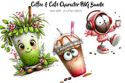 Coffee & Café Character PNG Bundle, a Seasonal Illustration by CreationArt (Thumbnail 1 of 5)