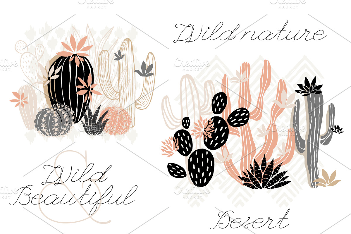 PASTEL Cactuses & Succulents BIG Set, a Decorative Illustration by Iraida_Bearlala (Photo 5 of 13)