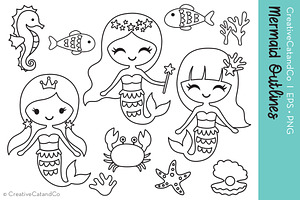 Mermaid Outline Vector EPS And PNG