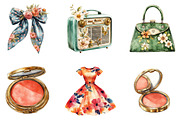 Watercolor 60s Teen Era Clipart, a Seasonal Illustration by Designking (Thumbnail 4 of 5)