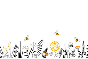 Honey Flowers Seamless Border, a Pattern Graphic by Toltemara