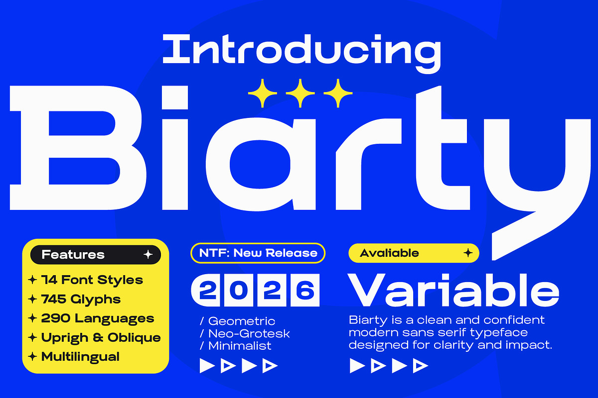 Biarty — Modern Neo-Grotesk Sans, a Sans Serif Font by Nollev (Photo 1 of 13)