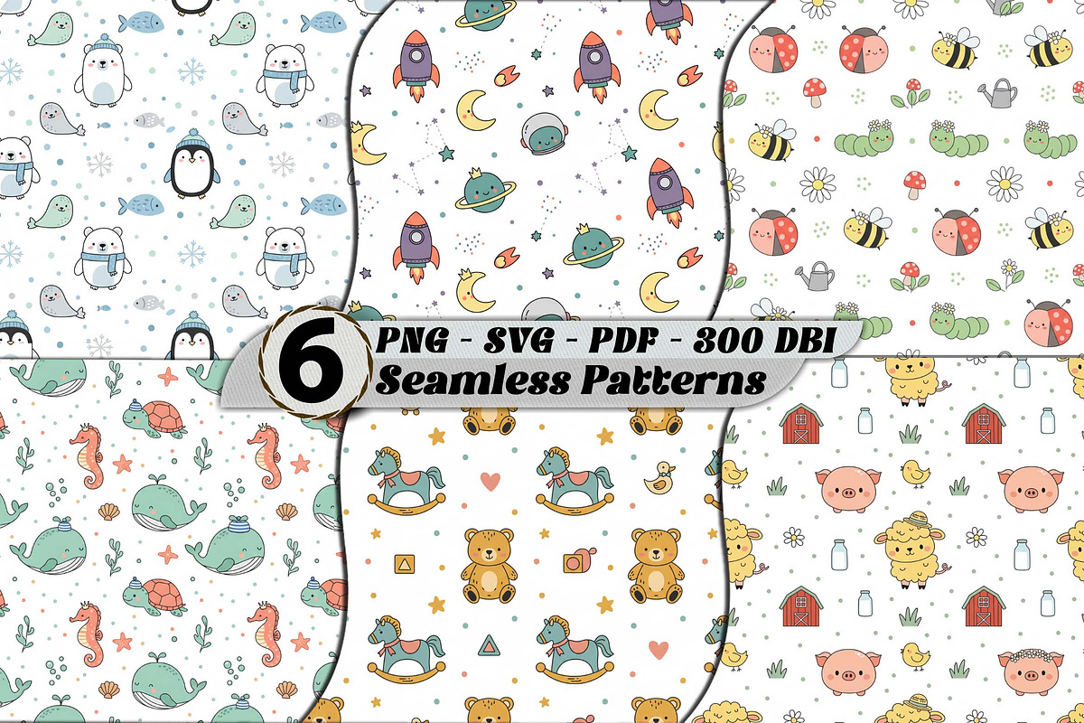 Children’s Baby Animal Patterns SVG, a Pattern Graphic by one-touch (Photo 1 of 14)