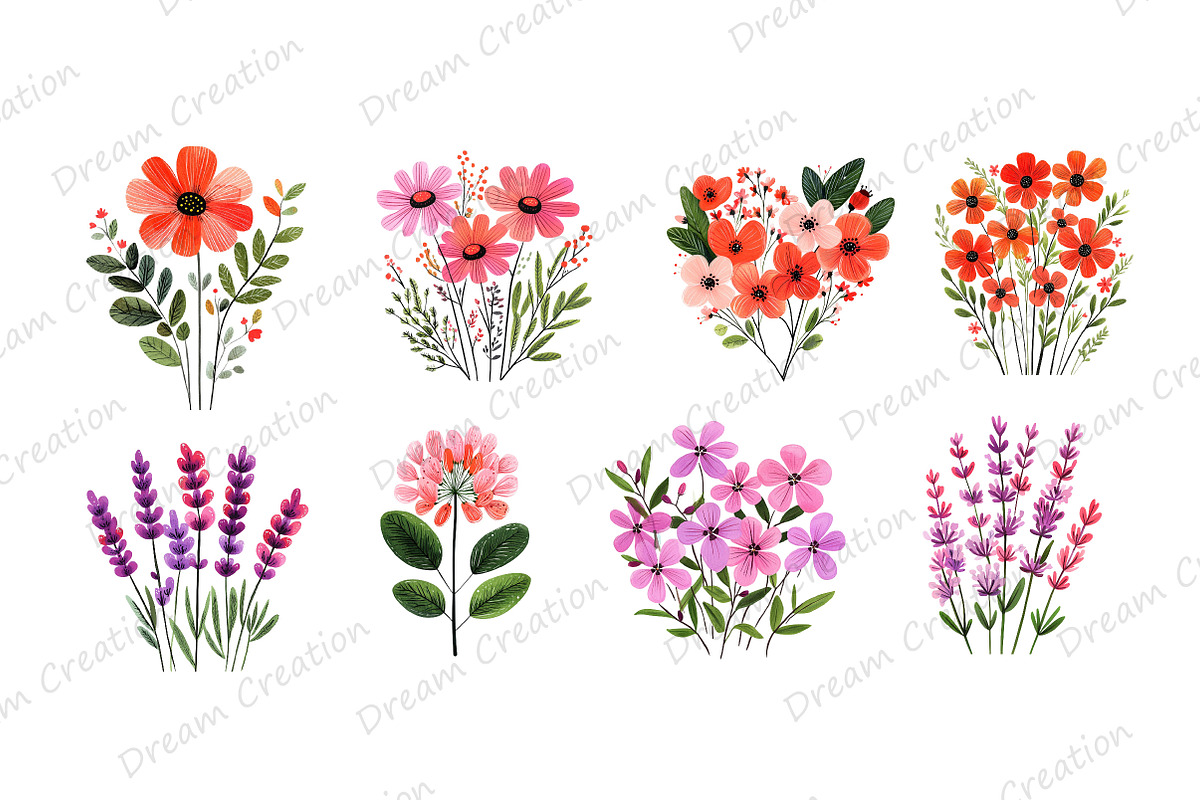 Watercolor Wildflower Clipart, an Illustration by Dream Creation (Photo 5 of 11)