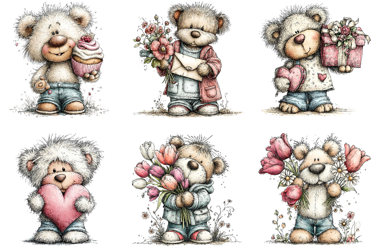 Teddy Bear Mother’s Day Clipart, an Illustration by CraftArtStudio (Photo 4 of 6)