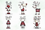 Whimsical Christmas Reindeer Clipart, an Illustration by Creative Art (Thumbnail 6 of 13)