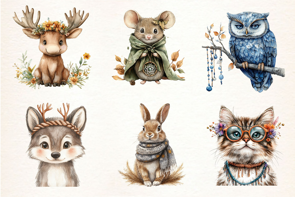 Boho Woodland Creatures Animals, an Illustration by Dream Creation (Photo 5 of 7)