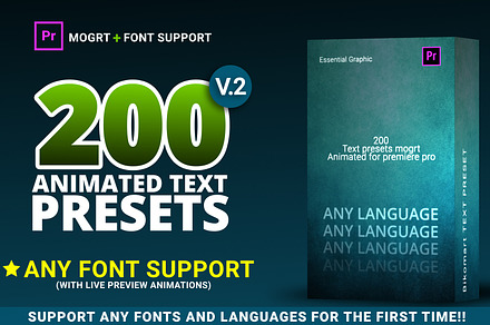 200 Text Presets for Premiere Pro