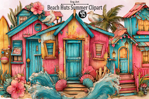 Beach Huts Summer Clipart Bundle., an Illustration by SVGArt