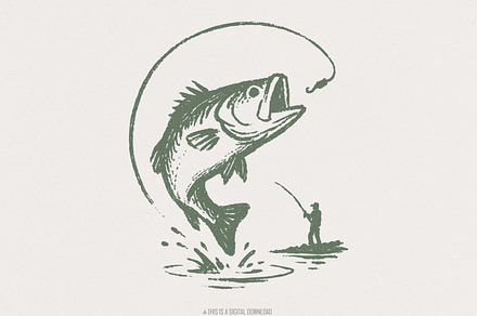Bass Fishing PNG, Digital Download,