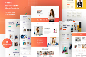 Speak-Education & LMS Figma Template, a Landing Page Template by Pixency