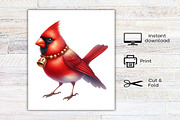 Watercolor Red Cardinal Christmas, an Illustration by Canvas Craft (Thumbnail 5 of 7)
