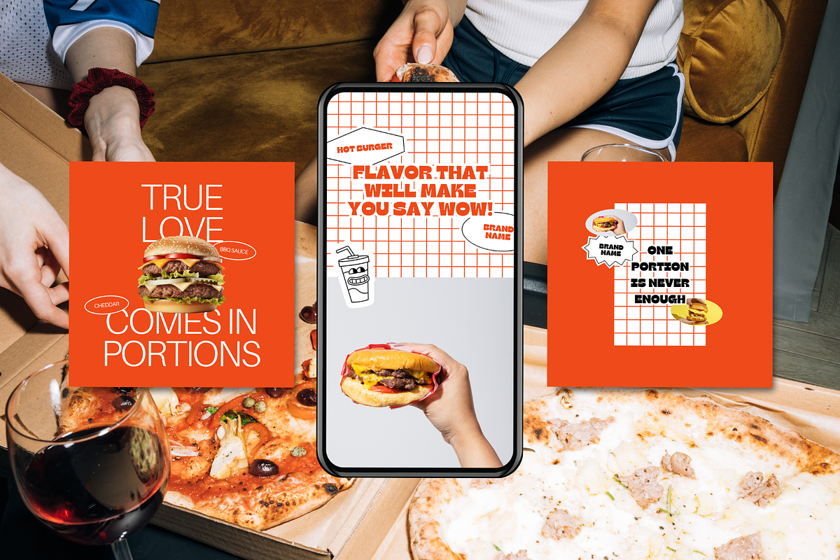 Fast Food Instagram Template Kit, a Social Media Template by Mila Estudio (Photo 2 of 6)