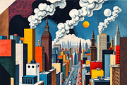 Cubist Surrealism Retro City, a Technology Illustration by Sharon Schwalbe (Thumbnail 2 of 2)