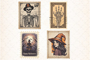 Halloween Postage Stamp Sublimation, an Illustration by Libby Wishes (Thumbnail 2 of 4)
