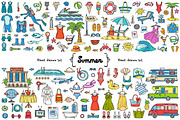 Vector set on the theme of summer, an Object Graphic by Olga Chuklay (Thumbnail 1 of 2)