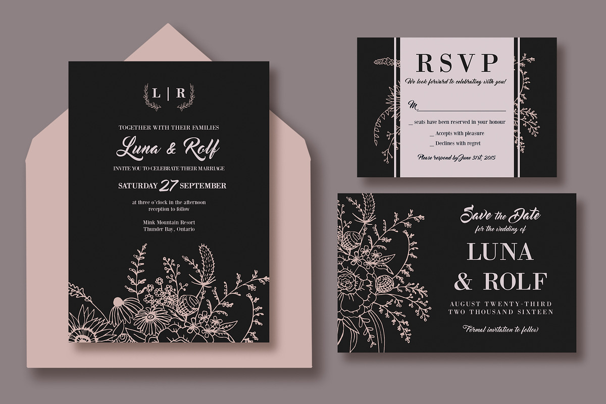 Line Bouquet Wedding Suite, an Invitation Template by Knotted Design (Photo 1 of 4)