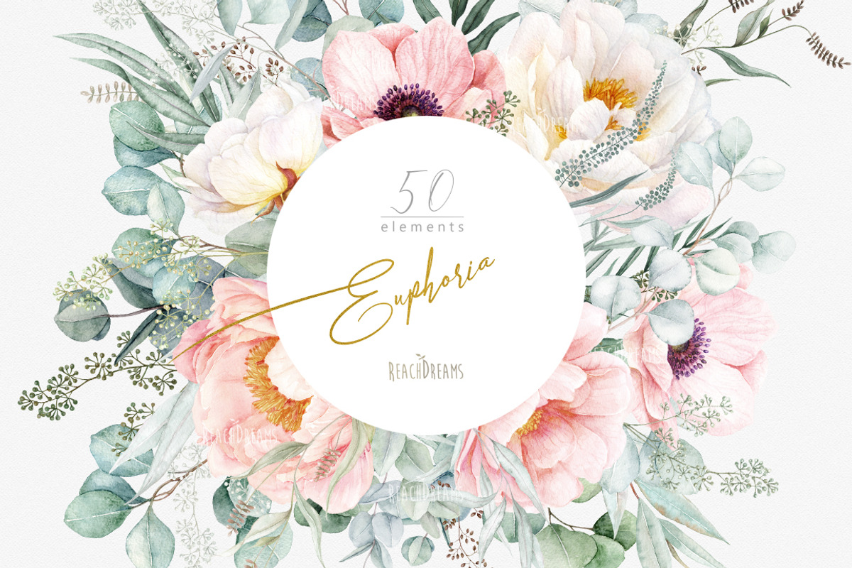 Peonies and Eucalyptus collection, a Decorative Illustration by ReachDreams (Photo 2 of 10)