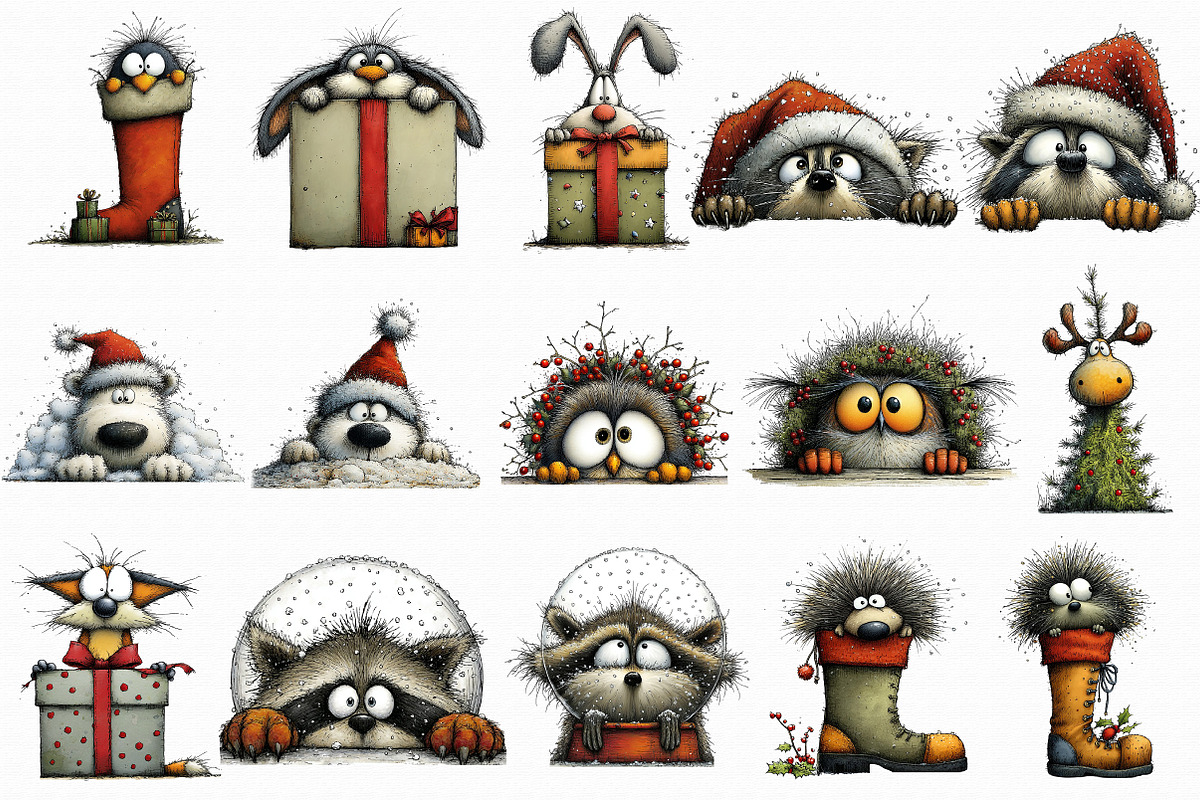 Peeking Christmas Animal Clipart, an Illustration by Libby Wishes (Photo 5 of 7)