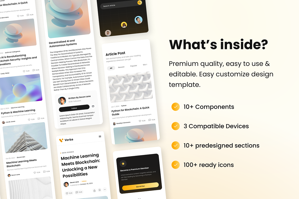 Blogane - Blog/News Landing Page Kit, an UI Kit Template by Agensip Design Agency (Photo 2 of 10)