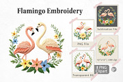 Flamingo Embroidery Clipart, a Graphic by Artnoy (Thumbnail 1 of 5)