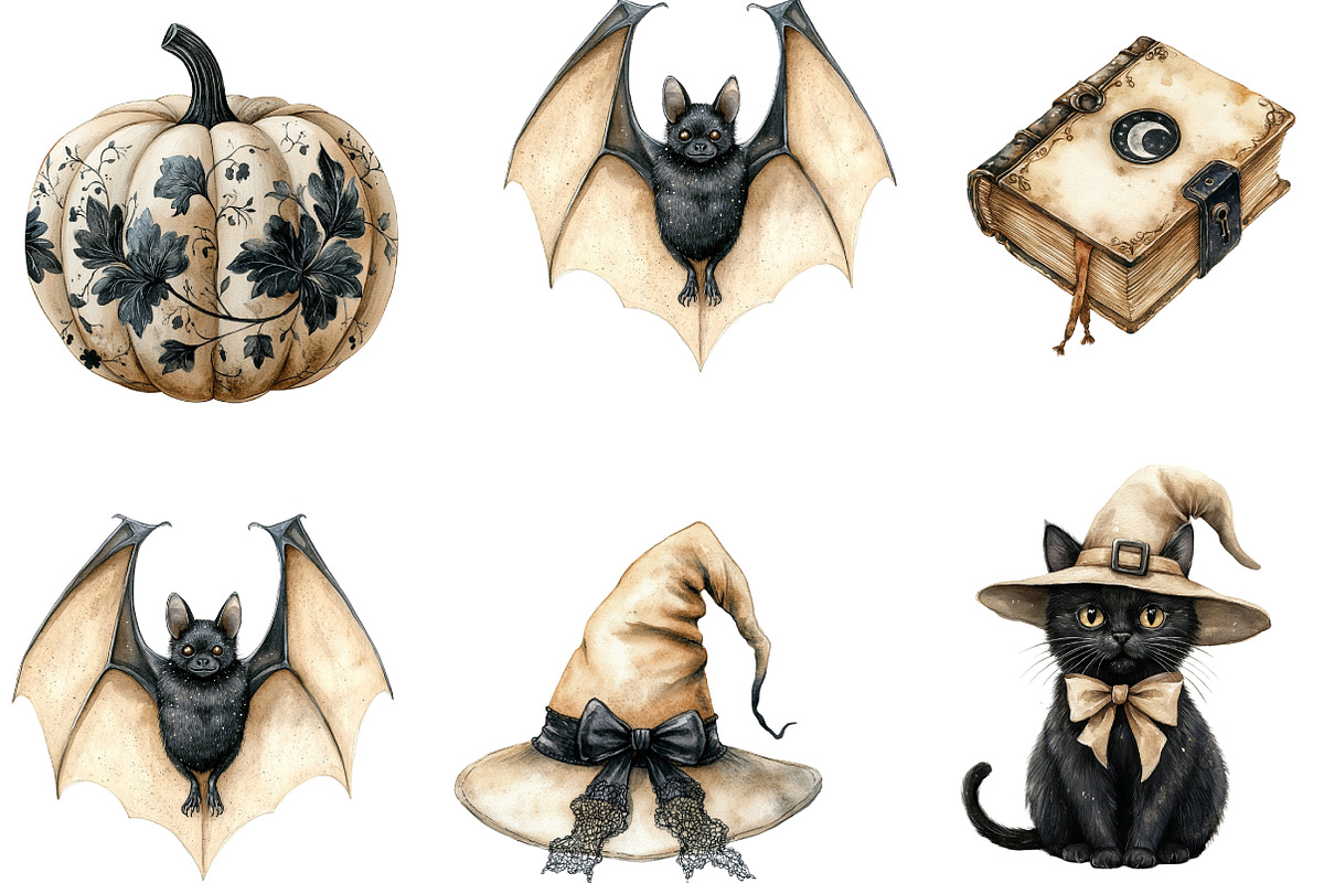 Beige & Black Halloween Clipart, an Illustration by DreamArtGraphic (Photo 4 of 5)