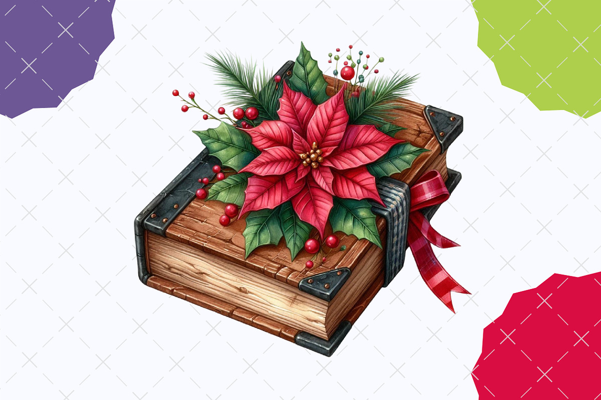 Vintage Book Christmas Sublimation, an Illustration by designcity5 (Photo 5 of 5)