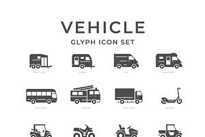 Set glyph icons of vehicle, an Icon by motorama