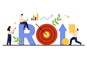 ROI Growth Target and Profit Concept, a Finance Illustration by Flashvector