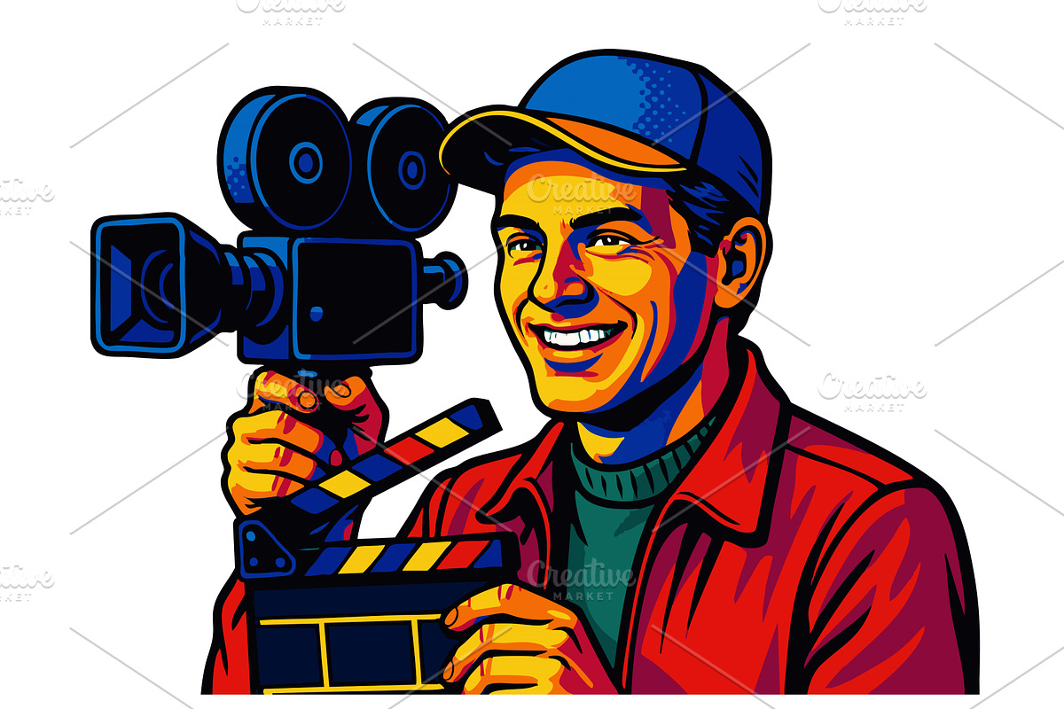 Smiling Male Film Director, a Person Illustration by AlexArt
