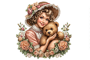 Girl With Teddy Bear Clipart PNG, a Person Illustration by Memories By Lea (Thumbnail 13 of 20)