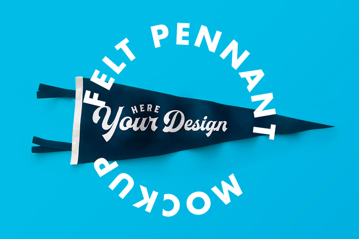 Felt Pennant Mockup, a Product Mockup by Jacob Waites (Photo 1 of 5)
