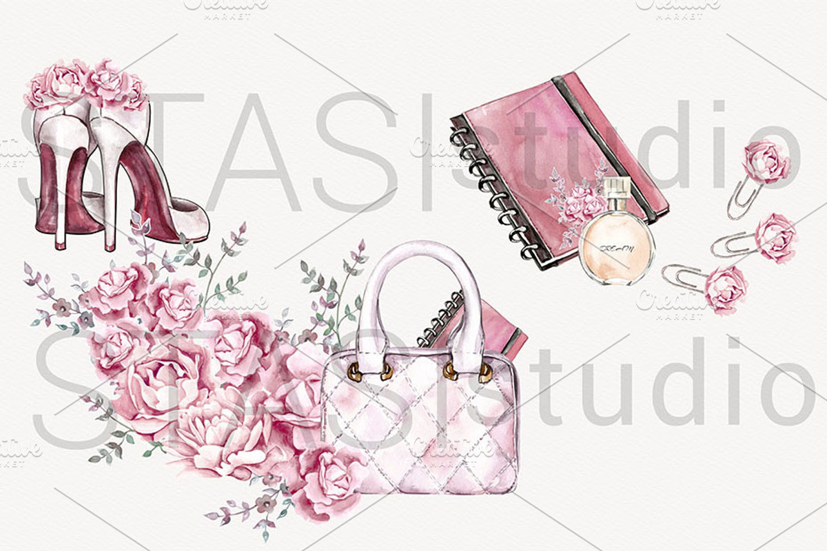 Chic Fashion Watercolor Clipart, a Decorative Illustration by STASIstudio (Photo 3 of 3)
